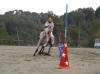 Et pour finir la jument Squaw fait un peu de Pole Bending dans la carrire du centre equestre.