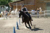 Micky enroule le parcours de pole bending au concours de jeux amricains de l'Escarne.